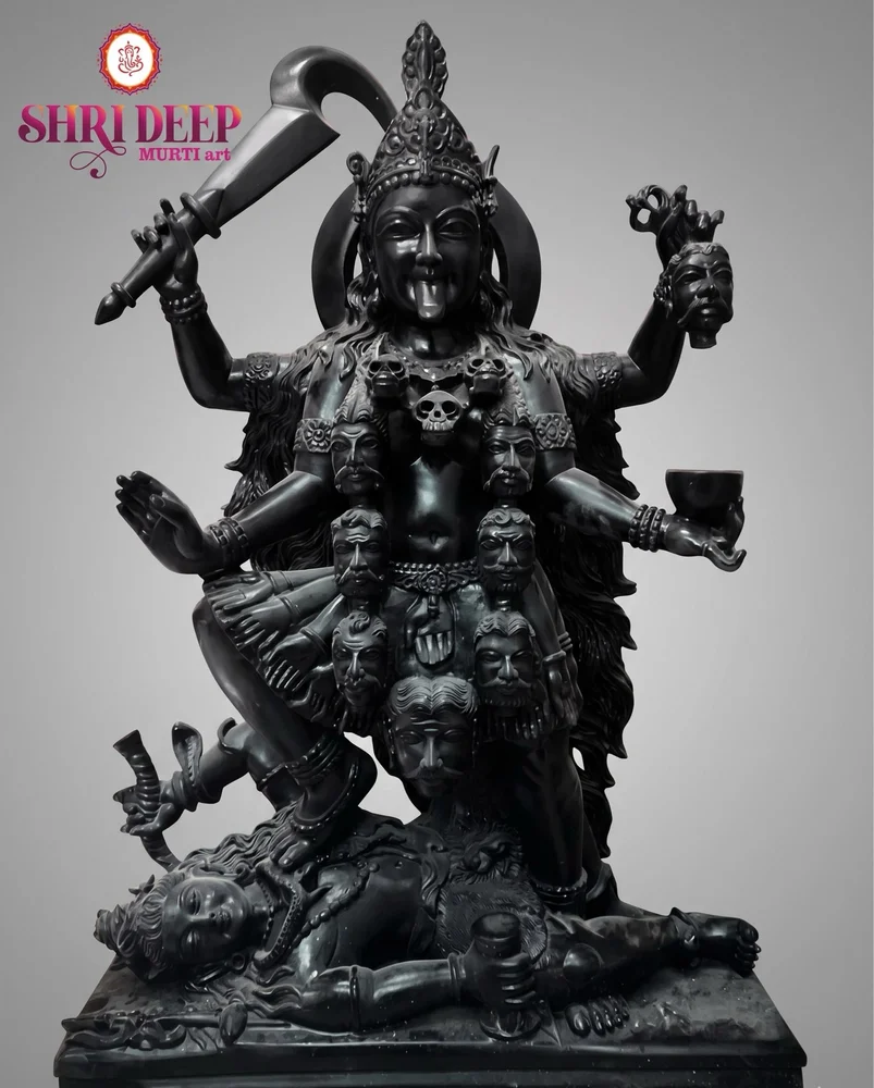 3.5Ft Marble Mahakali Idol For Temple And Spiritual Centers, 3.5 Ft (42 In) - Image 2